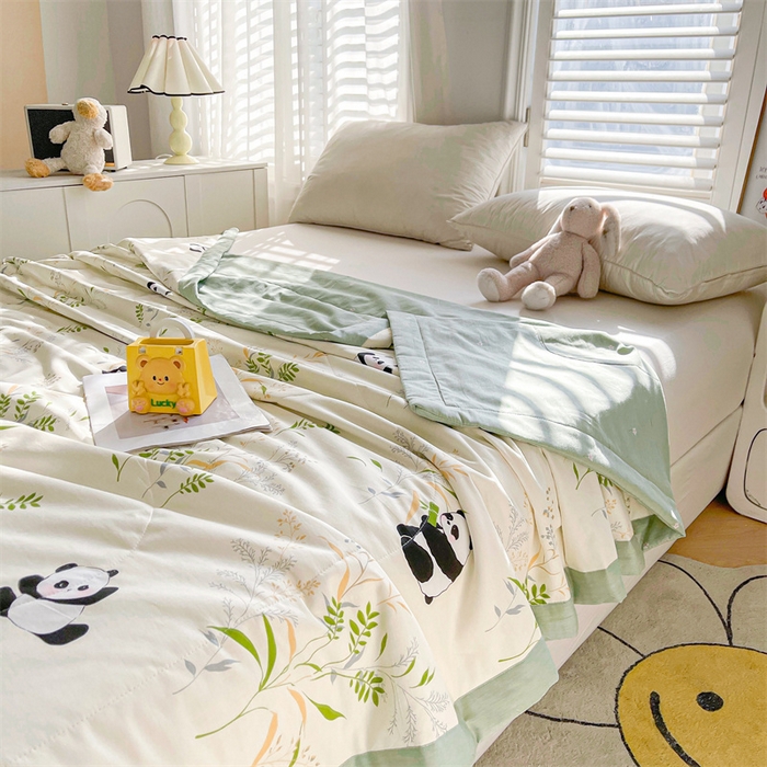 91家纺网 家纺一手货源 找家纺 米萝家居 2026新款全棉夏凉被纯棉空调被印花夏被 可爱熊猫