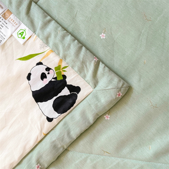 91家纺网 家纺一手货源 找家纺 米萝家居 2026新款全棉夏凉被纯棉空调被印花夏被 可爱熊猫