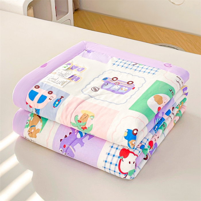 91家纺网 家纺一手货源 找家纺 米萝家居 2026新款全棉夏凉被纯棉空调被印花夏被 快乐时光