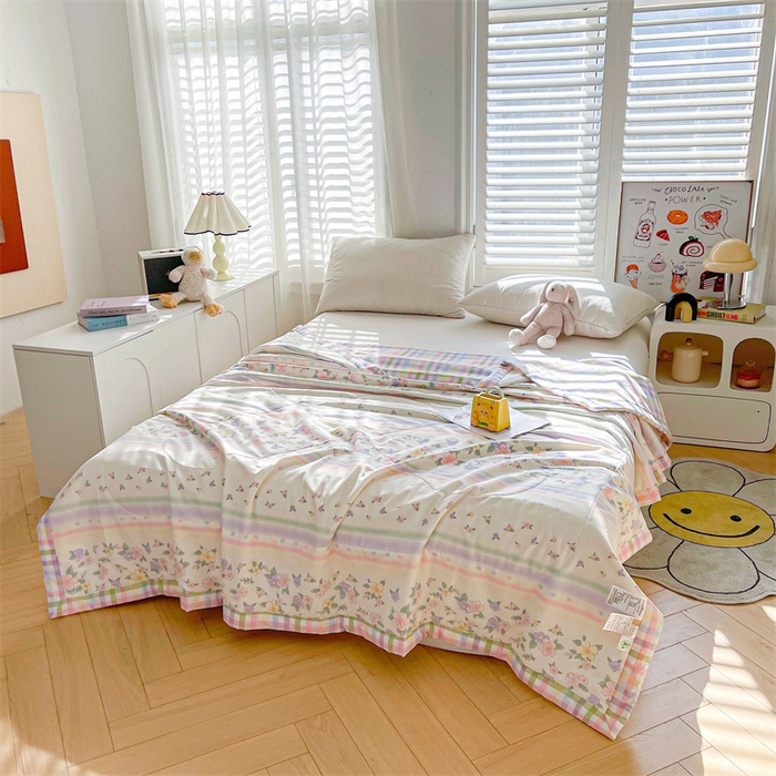 91家纺网 家纺一手货源 找家纺 米萝家居 2026新款全棉夏凉被纯棉空调被印花夏被 梦入芬芳