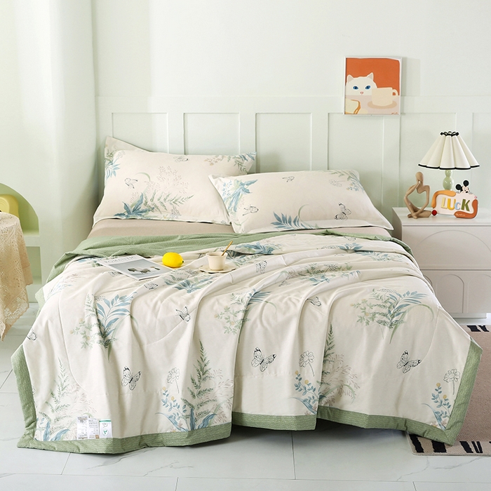 91家纺网 家纺一手货源 找家纺 米萝家居 2026新款全棉夏凉被纯棉空调被印花夏被 浅花悠悠