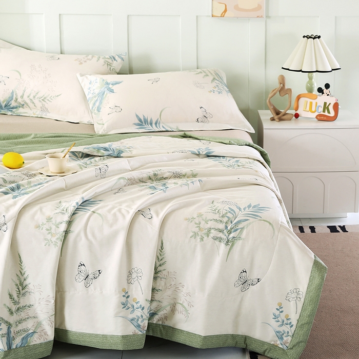 91家纺网 家纺一手货源 找家纺 米萝家居 2026新款全棉夏凉被纯棉空调被印花夏被 浅花悠悠