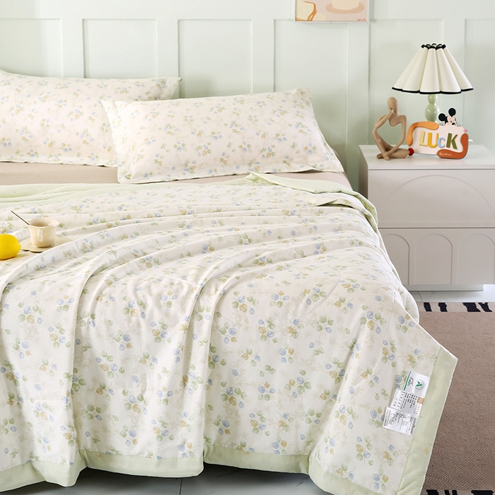 91家纺网 家纺一手货源 找家纺 米萝家居 2026新款全棉夏凉被纯棉空调被印花夏被 青岚语