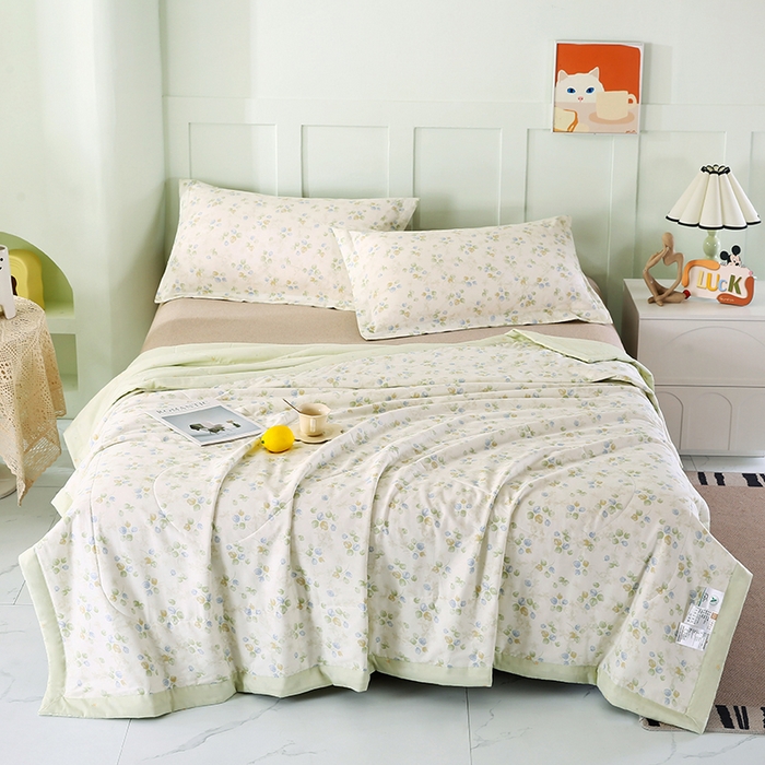 91家纺网 家纺一手货源 找家纺 米萝家居 2026新款全棉夏凉被纯棉空调被印花夏被 青岚语