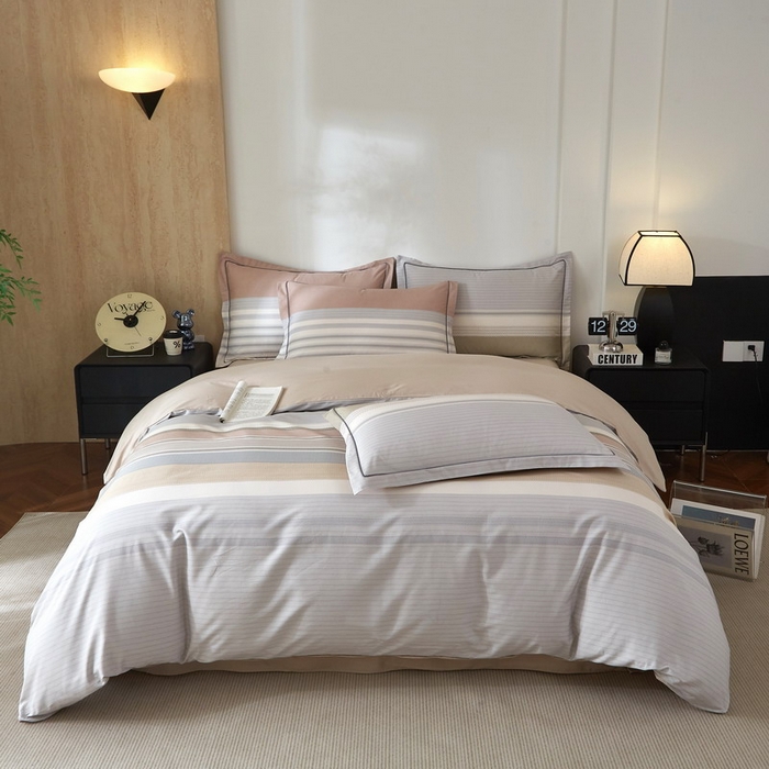 91家纺网 家纺一手货源 找家纺 沐白家居 2026新款亲肤舒适全棉印花四件套 爱尔兰-浅灰