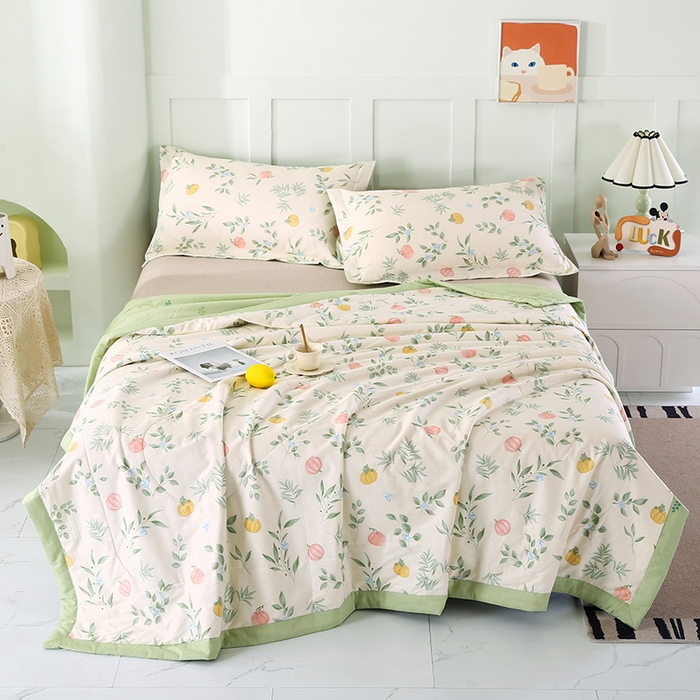 91家纺网 家纺一手货源 找家纺 米萝家居 2026新款全棉夏凉被纯棉空调被印花夏被 轻婉花语