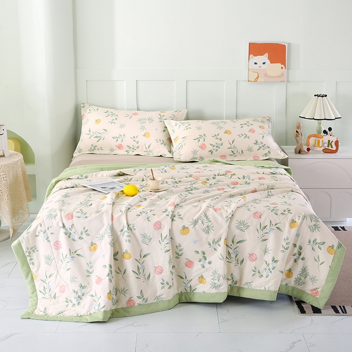 91家纺网 家纺一手货源 找家纺 米萝家居 2026新款全棉夏凉被纯棉空调被印花夏被 轻婉花语