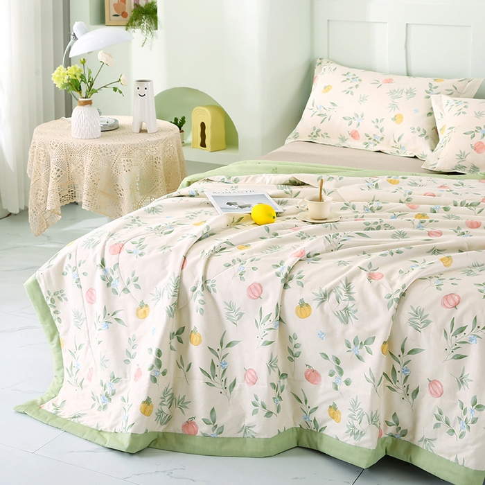 91家纺网 家纺一手货源 找家纺 米萝家居 2026新款全棉夏凉被纯棉空调被印花夏被 轻婉花语