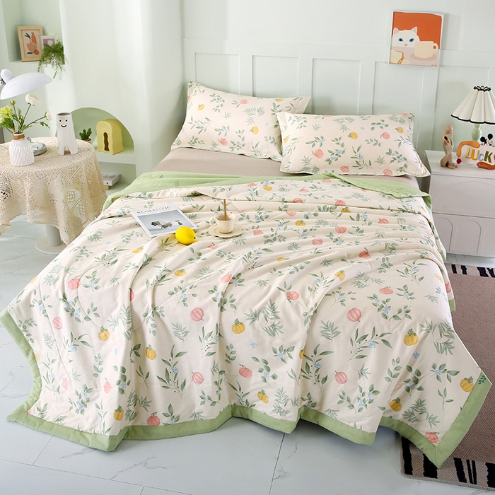 91家纺网 家纺一手货源 找家纺 米萝家居 2026新款全棉夏凉被纯棉空调被印花夏被 轻婉花语