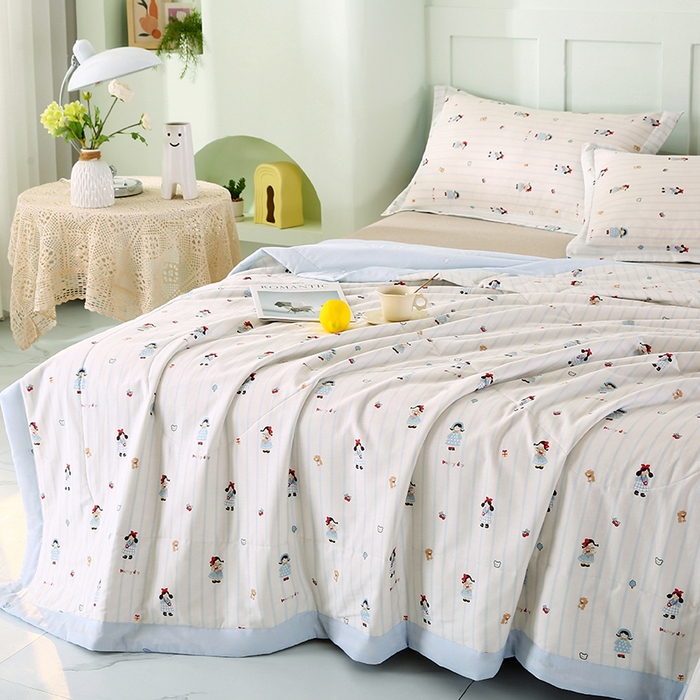 91家纺网 家纺一手货源 找家纺 米萝家居 2026新款全棉夏凉被纯棉空调被印花夏被 少女日记