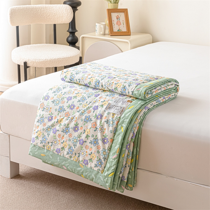 91家纺网 家纺一手货源 找家纺 米萝家居 2026新款全棉夏凉被纯棉空调被印花夏被 碎花细雨