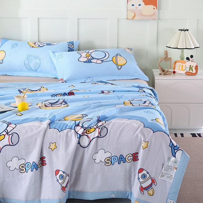 91家纺网 家纺一手货源 找家纺 米萝家居 2026新款全棉夏凉被纯棉空调被印花夏被 探索星球