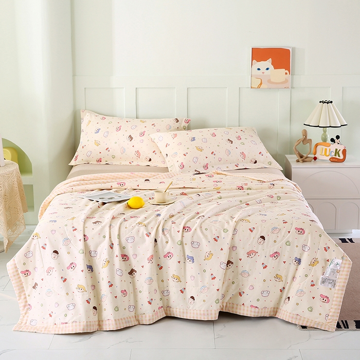 91家纺网 家纺一手货源 找家纺 米萝家居 2026新款全棉夏凉被纯棉空调被印花夏被 糖果幼儿园