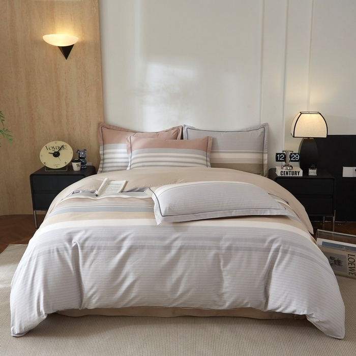 91家纺网 家纺一手货源 找家纺 沐白家居 2026新款亲肤舒适全棉印花四件套 爱尔兰-浅灰