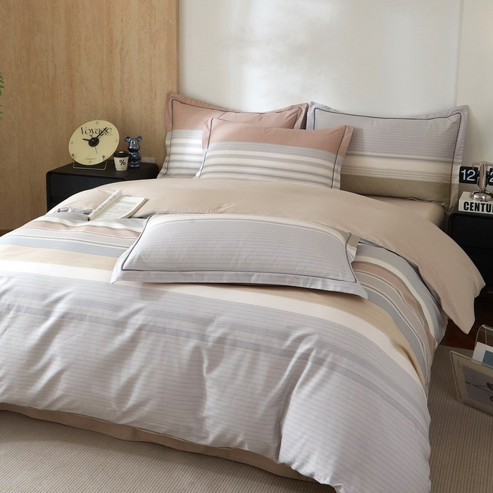 91家纺网 家纺一手货源 找家纺 沐白家居 2026新款亲肤舒适全棉印花四件套 爱尔兰-浅灰