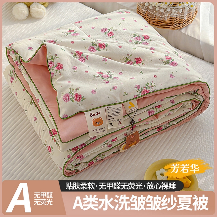 弗苓家纺 2026新款A类水洗皱皱纱夏被夏凉被空调被 温柔诗