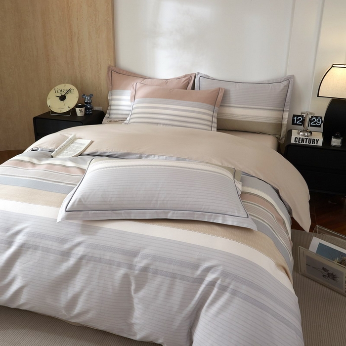 91家纺网 家纺一手货源 找家纺 沐白家居 2026新款亲肤舒适全棉印花四件套 爱尔兰-浅灰