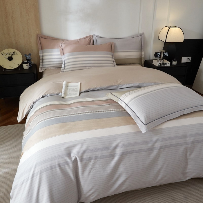 91家纺网 家纺一手货源 找家纺 沐白家居 2026新款亲肤舒适全棉印花四件套 爱尔兰-浅灰