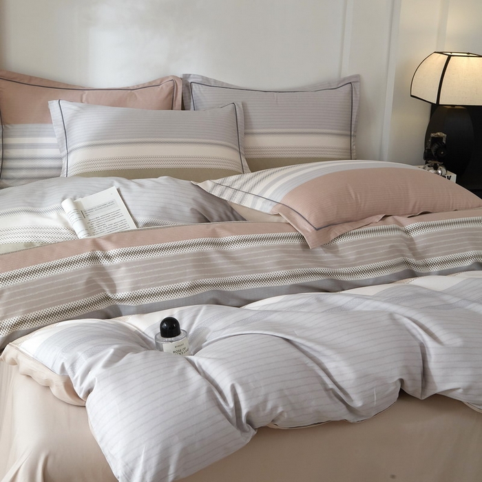 91家纺网 家纺一手货源 找家纺 沐白家居 2026新款亲肤舒适全棉印花四件套 爱尔兰-浅灰