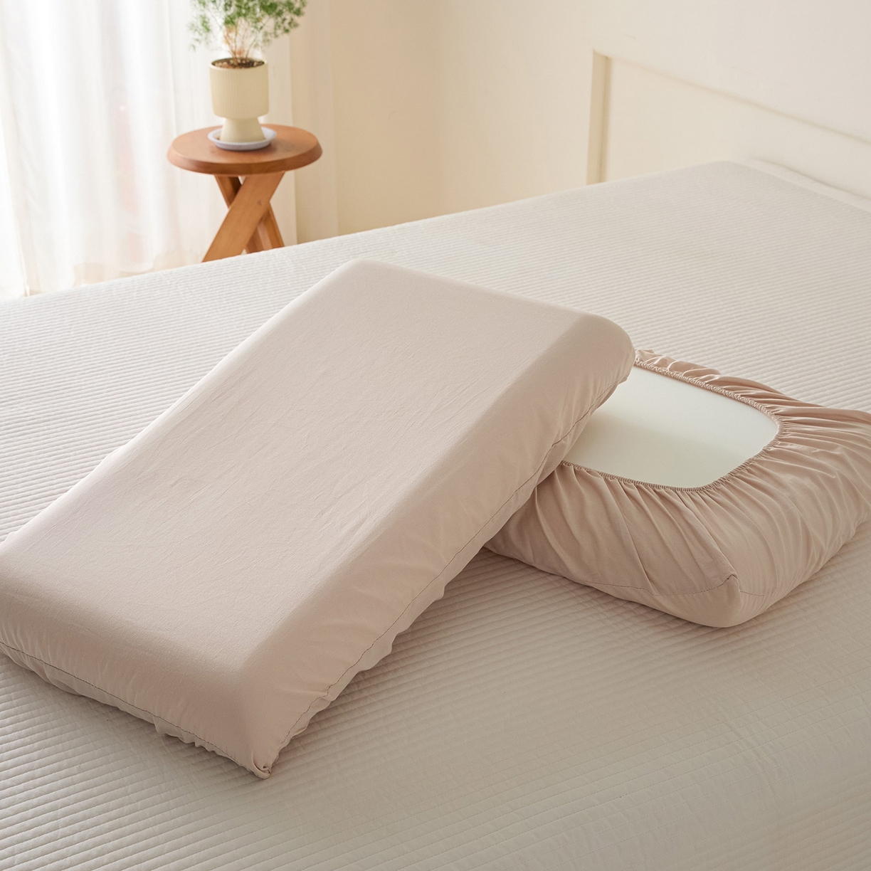 衿成家纺 2026新款13372 全棉橡皮筋魔术万能单层枕套  适用多种枕头 XP-金色