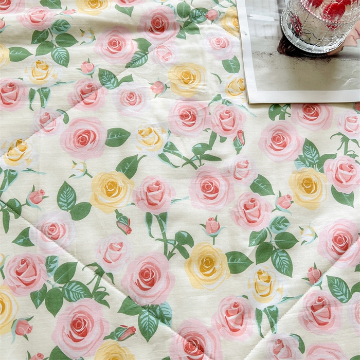 91家纺网 家纺一手货源 找家纺 米萝家居 2026新款全棉夏凉被纯棉空调被印花夏被 阳光花语