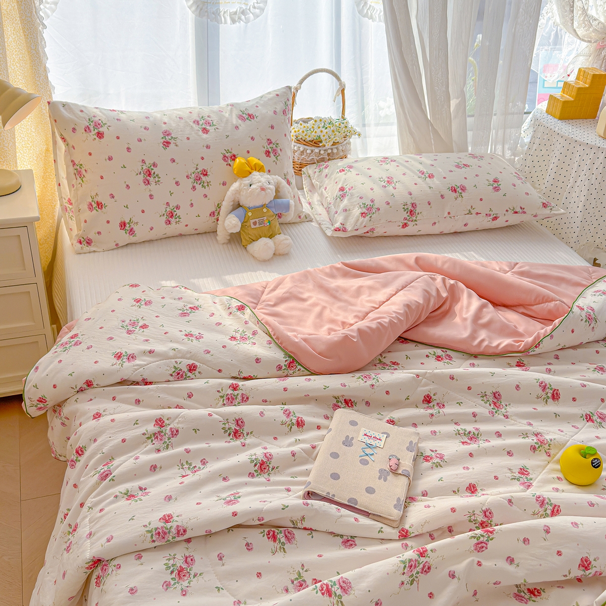 91家纺网 家纺一手货源 找家纺 弗苓家纺 2026新款A类水洗皱皱纱夏被夏凉被空调被 温柔诗