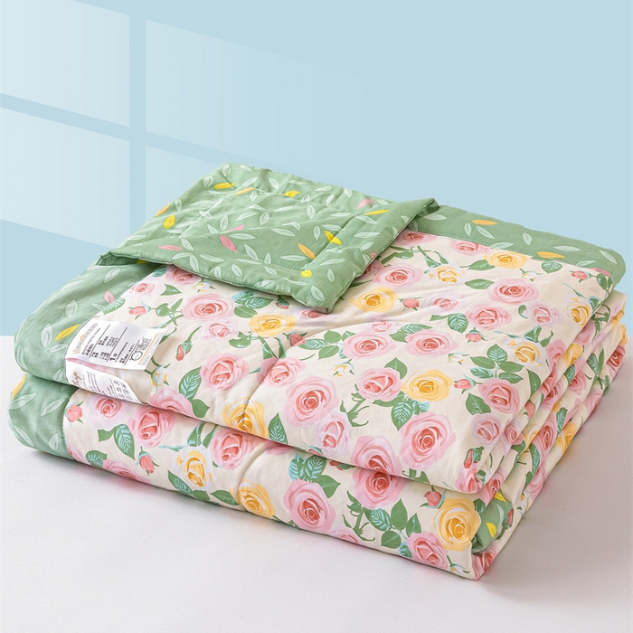 91家纺网 家纺一手货源 找家纺 米萝家居 2026新款全棉夏凉被纯棉空调被印花夏被 阳光花语