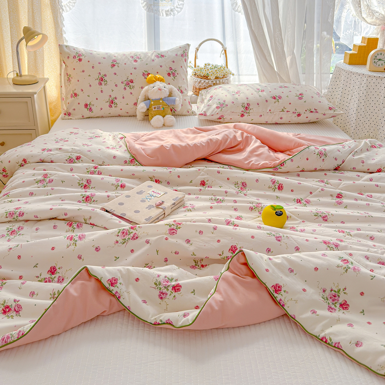 91家纺网 家纺一手货源 找家纺 弗苓家纺 2026新款A类水洗皱皱纱夏被夏凉被空调被 温柔诗