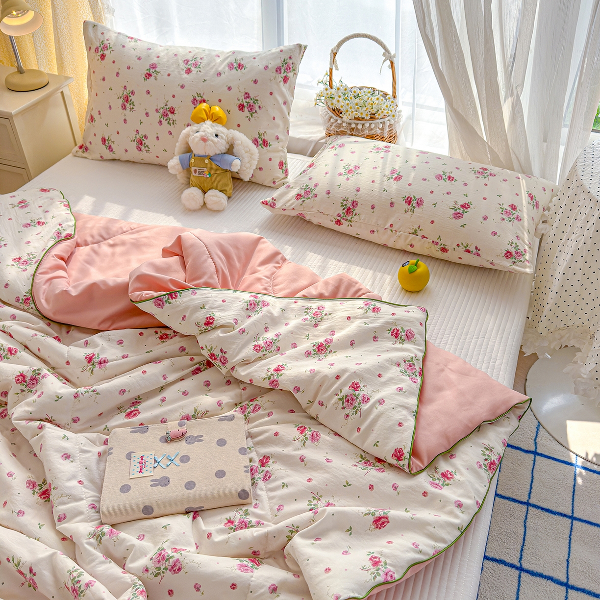 91家纺网 家纺一手货源 找家纺 弗苓家纺 2026新款A类水洗皱皱纱夏被夏凉被空调被 温柔诗