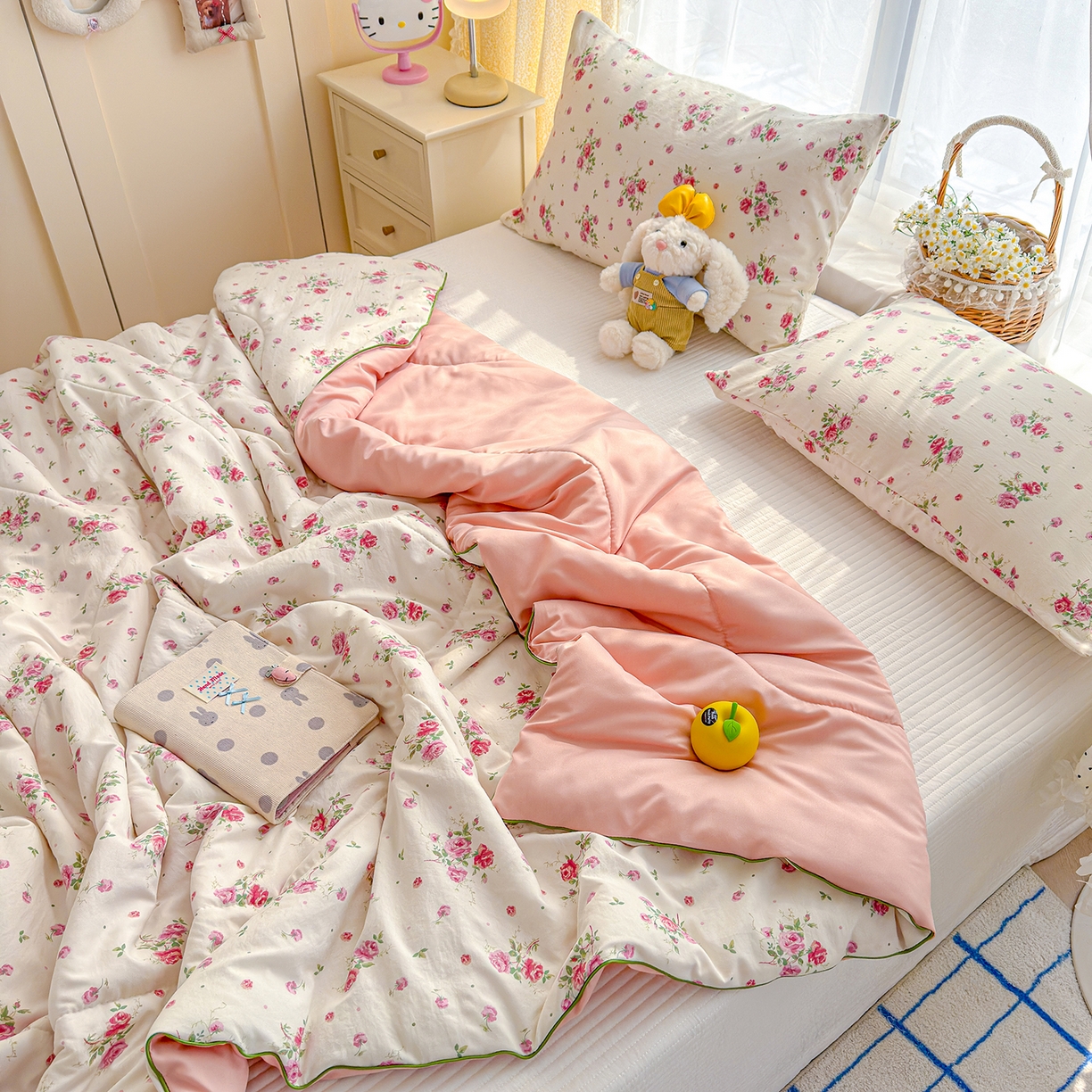 91家纺网 家纺一手货源 找家纺 弗苓家纺 2026新款A类水洗皱皱纱夏被夏凉被空调被 温柔诗