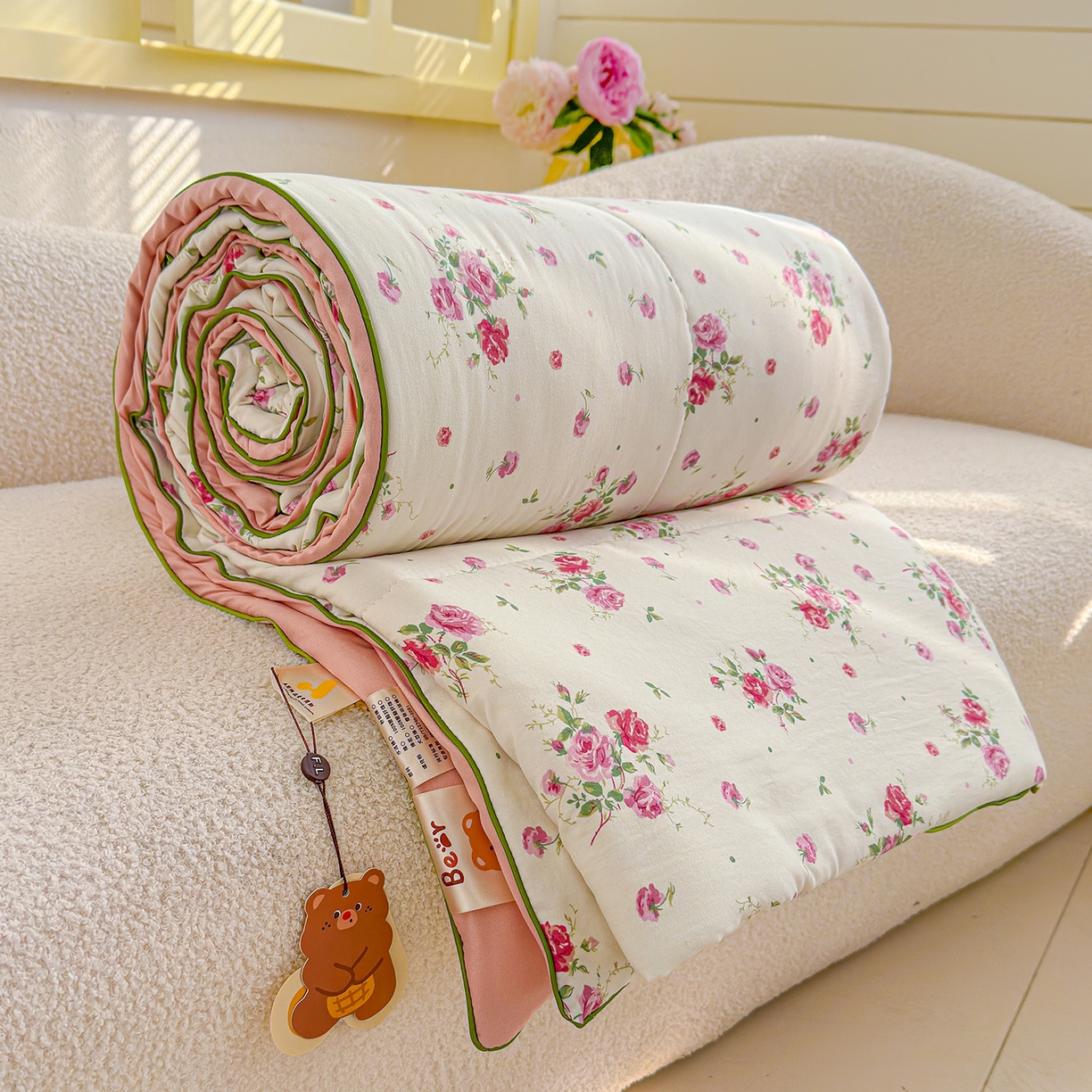 91家纺网 家纺一手货源 找家纺 弗苓家纺 2026新款A类水洗皱皱纱夏被夏凉被空调被 温柔诗