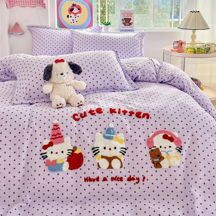 91家纺网 家纺一手货源 找家纺 （总）梦可莱家居 2026春夏新品小清新可爱风毛巾绣床盖四件套系列