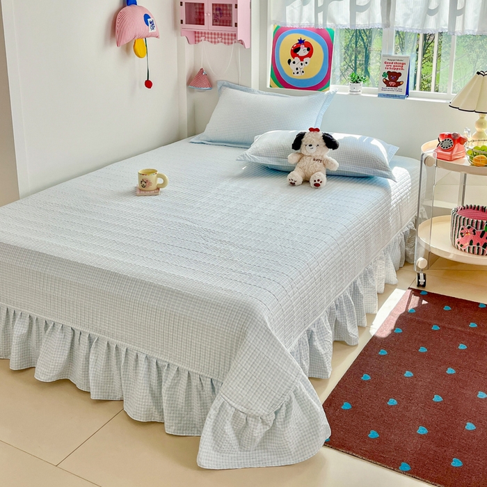 91家纺网 家纺一手货源 找家纺 梦可莱家居 2026春夏新品小清新可爱风毛巾绣床盖四件套系列 星星人