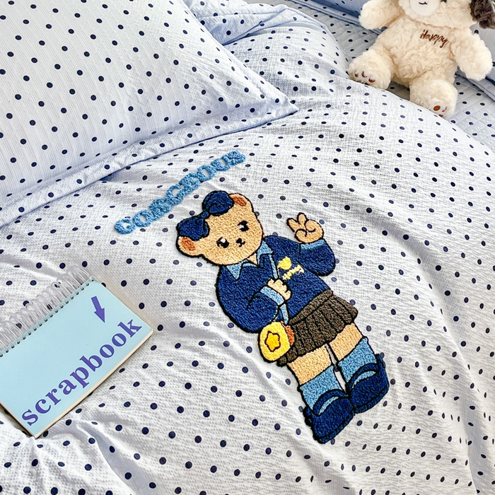 91家纺网 家纺一手货源 找家纺 梦可莱家居 2026春夏新品小清新可爱风毛巾绣床盖四件套系列 熊彼特