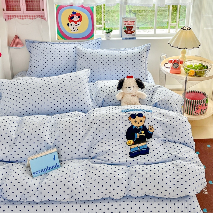 91家纺网 家纺一手货源 找家纺 梦可莱家居 2026春夏新品小清新可爱风毛巾绣床盖四件套系列 熊彼特