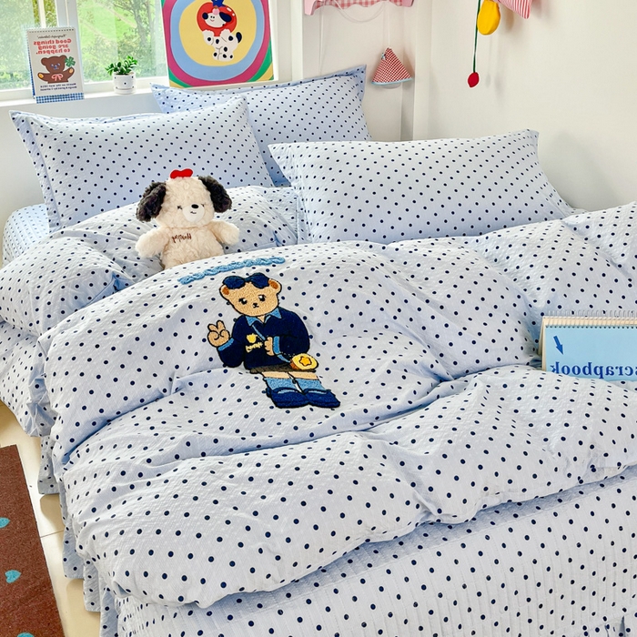 91家纺网 家纺一手货源 找家纺 梦可莱家居 2026春夏新品小清新可爱风毛巾绣床盖四件套系列 熊彼特