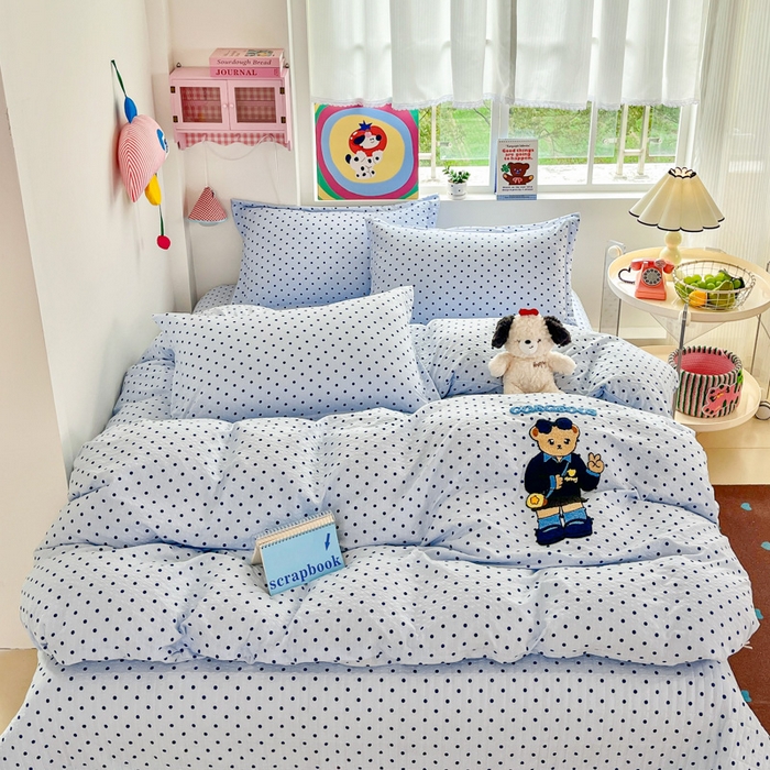 91家纺网 家纺一手货源 找家纺 梦可莱家居 2026春夏新品小清新可爱风毛巾绣床盖四件套系列 熊彼特