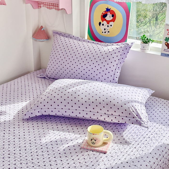 91家纺网 家纺一手货源 找家纺 梦可莱家居 2026春夏新品小清新可爱风毛巾绣床盖四件套系列 音乐猫