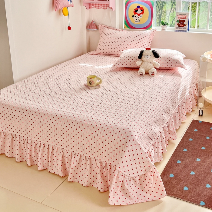 91家纺网 家纺一手货源 找家纺 梦可莱家居 2026春夏新品小清新可爱风毛巾绣床盖四件套系列 幸福女孩