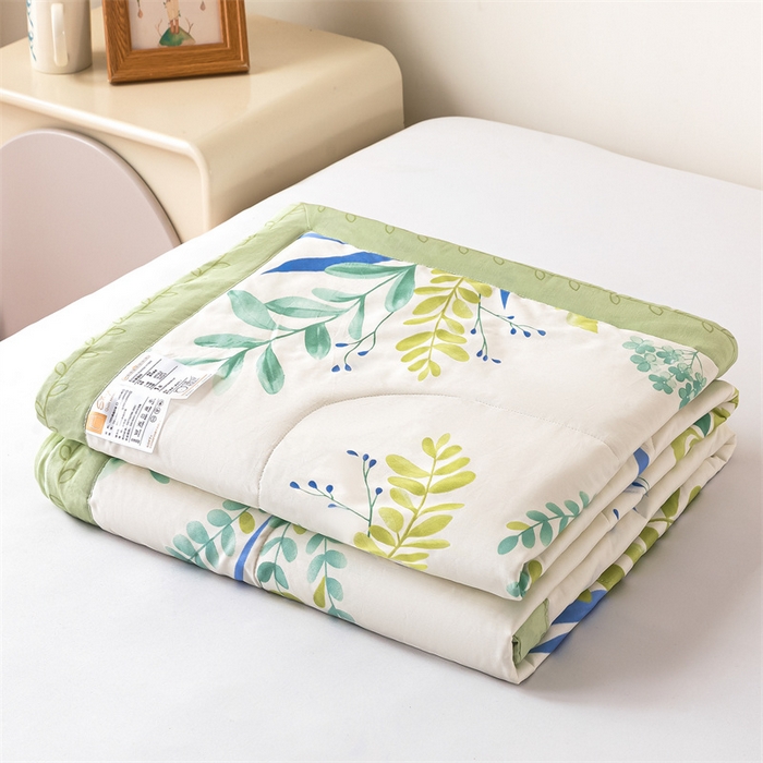 91家纺网 家纺一手货源 找家纺 米萝家居 2026新款全棉夏凉被纯棉空调被印花夏被 叶语菲菲