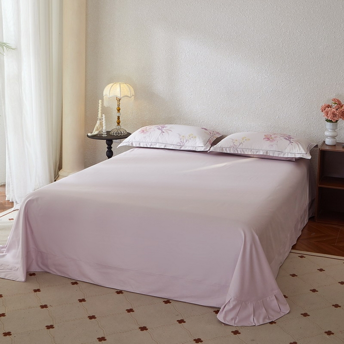 91家纺网 家纺一手货源 找家纺 沐白家居 2026新款亲肤舒适全棉印花四件套 爱意浓（紫）