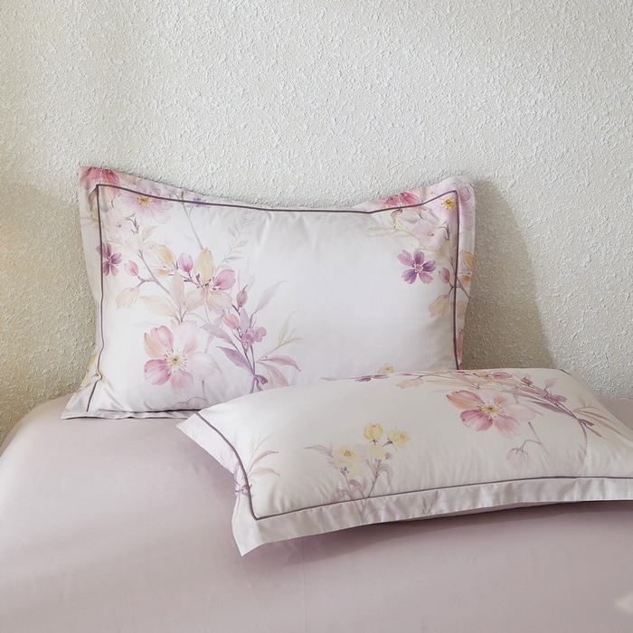 91家纺网 家纺一手货源 找家纺 沐白家居 2026新款亲肤舒适全棉印花四件套 爱意浓（紫）