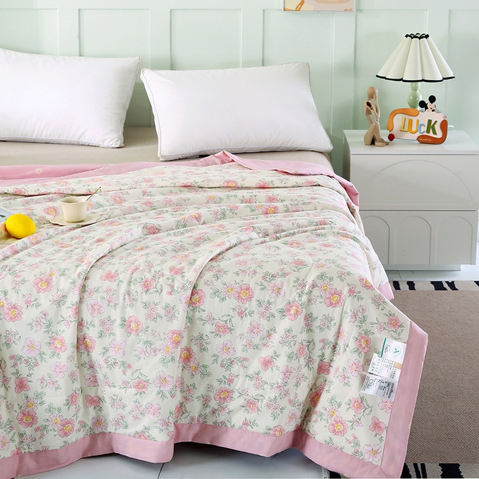 91家纺网 家纺一手货源 找家纺 米萝家居 2026新款全棉夏凉被纯棉空调被印花夏被 依美莎