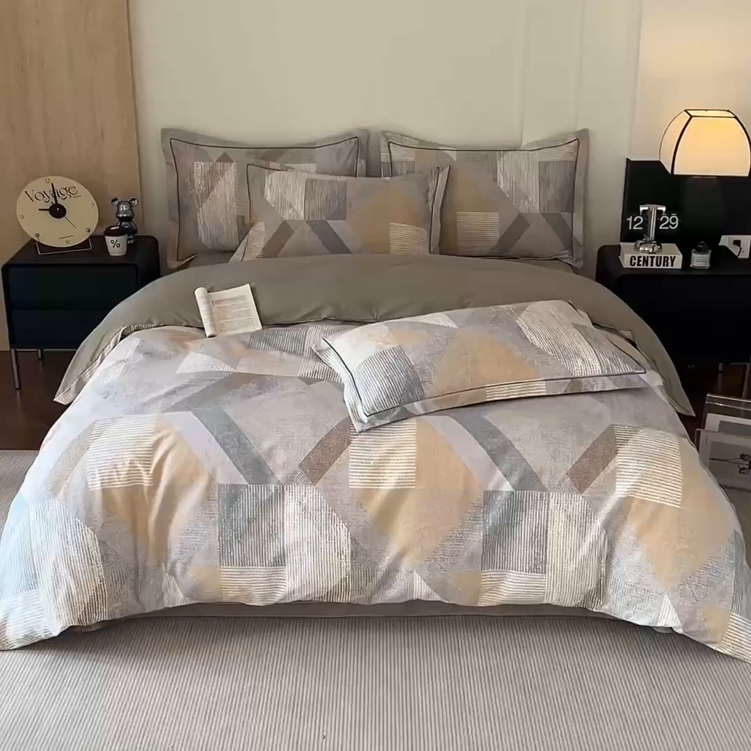 91家纺网 家纺一手货源 找家纺 沐白家居 2026新款亲肤舒适全棉印花四件套 波西斯