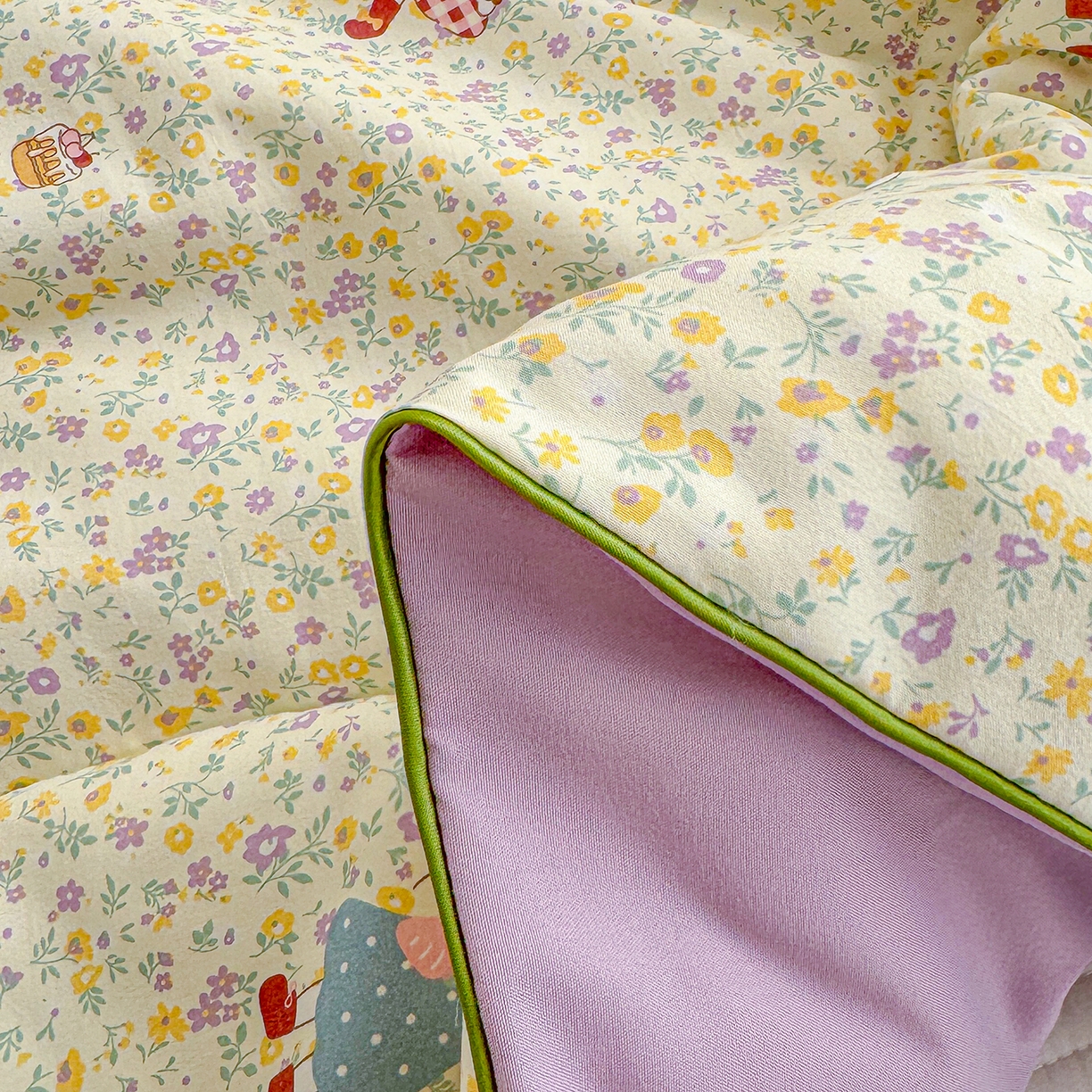 91家纺网 家纺一手货源 找家纺 弗苓家纺 2026新款A类水洗皱皱纱夏被夏凉被空调被 田园兔