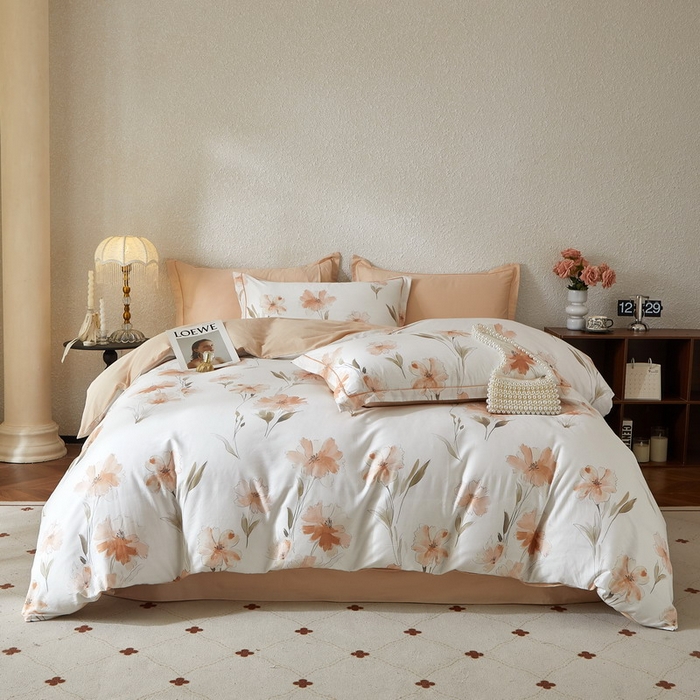 91家纺网 家纺一手货源 找家纺 沐白家居 2026新款亲肤舒适全棉印花四件套 楚容-米