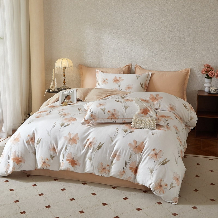 91家纺网 家纺一手货源 找家纺 沐白家居 2026新款亲肤舒适全棉印花四件套 楚容-米