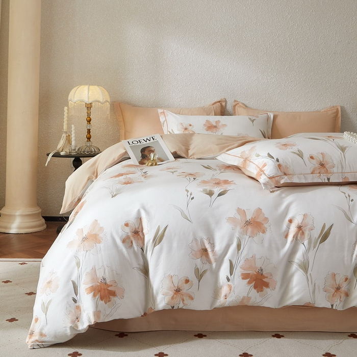 91家纺网 家纺一手货源 找家纺 沐白家居 2026新款亲肤舒适全棉印花四件套 楚容-米