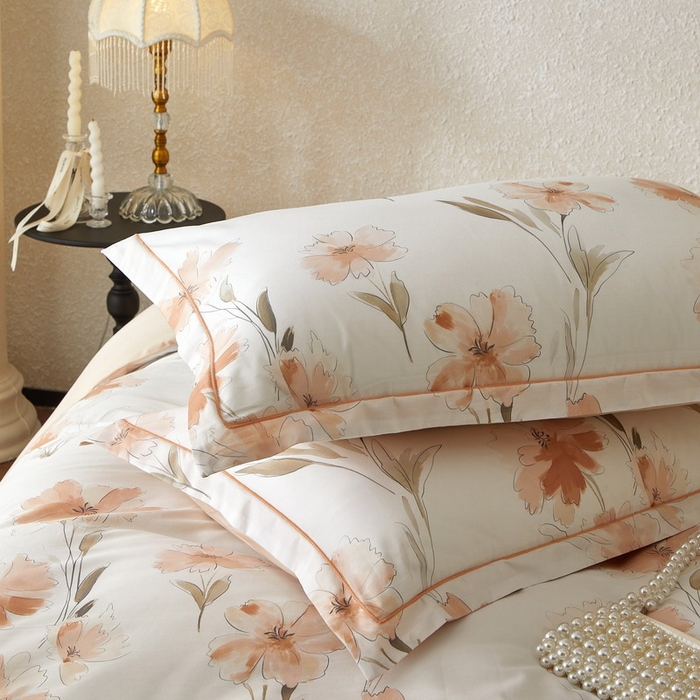 91家纺网 家纺一手货源 找家纺 沐白家居 2026新款亲肤舒适全棉印花四件套 楚容-米