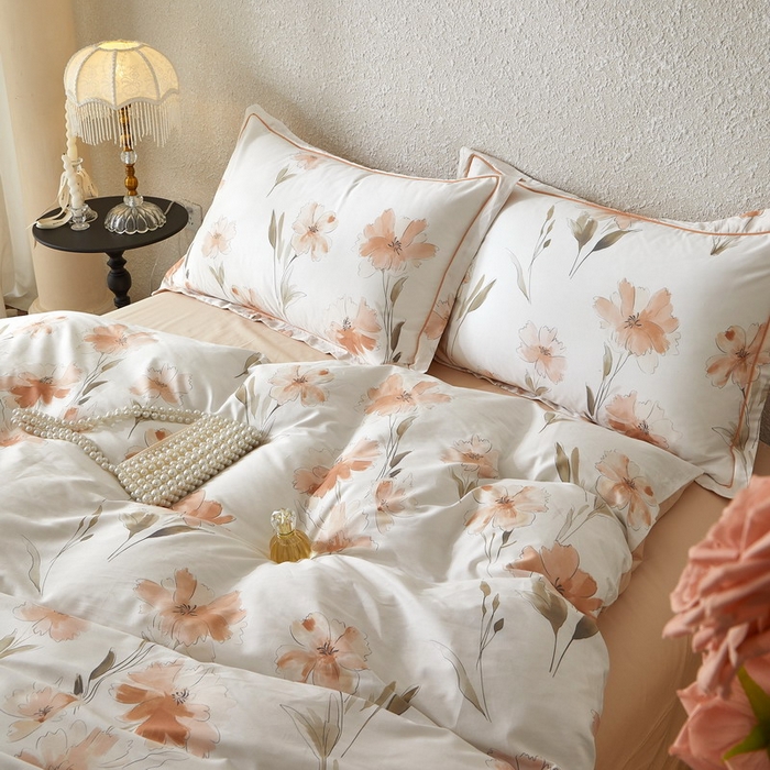 91家纺网 家纺一手货源 找家纺 沐白家居 2026新款亲肤舒适全棉印花四件套 楚容-米